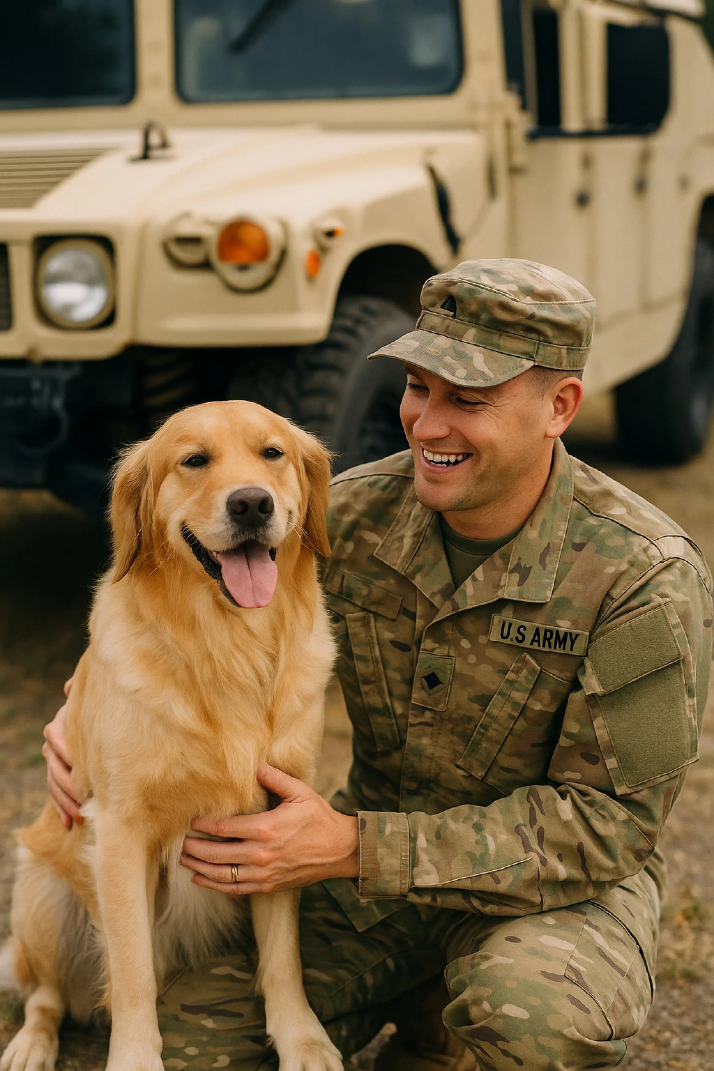 Dog and handler at an airport during PCS move